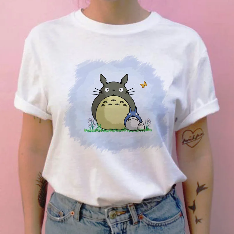 Totoro/женская футболка с рисунком из мультфильма «Унесенные призраками Тоторо», Новая графическая женская футболка с изображением японского ульцзанга, одежда, футболка, топы, футболки tumblr - Цвет: 760