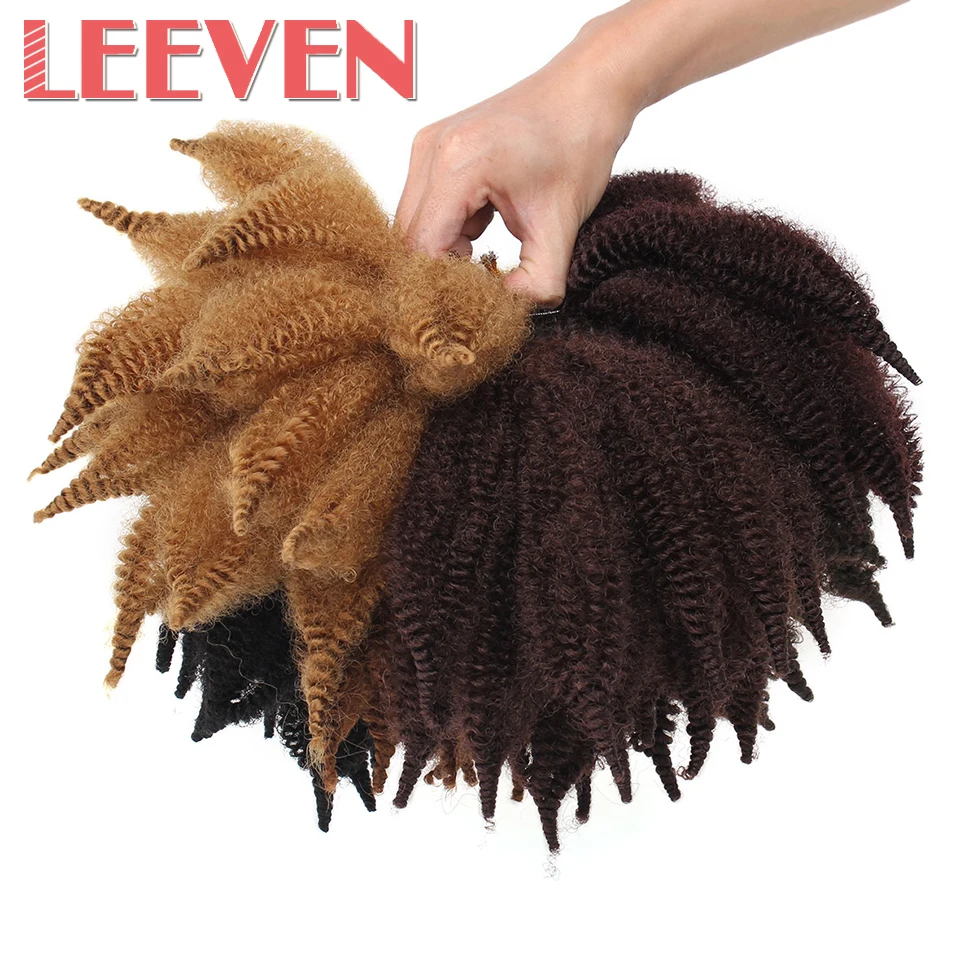 Leeven 8 дюймов марли косы волосы мягкие афро курчавые кубинские твист волосы синтетические крючком волосы для женщин Черный Коричневый Плетение Волос