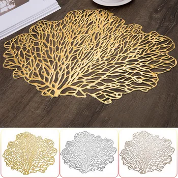 

Placemat For Dining Table PVC Plastic Hollow Insulation Round Coaster Pads Table Bowl Mats Home Decor 1 pc of round PVC hot
