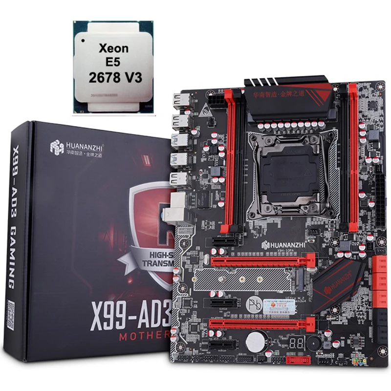

HUANANZHI X99 LGA2011-3 Motherboard with M.2 NVMe Slot Motherboard with CPU Xeon E5 2678 V3 SR20Z 12 Core 24 Thread