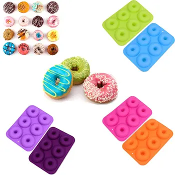 

6 Colors Silicone Donut Mold Silicone Cake Mold Making Cake Snacks Non-toxic Round Orange Rose red Dark purple