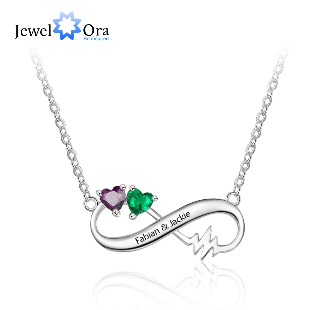 

Personalized Name Engraved Infinity Necklace Customized Heart 12-Month Birthstones Necklaces & Pendants Jewelry Gifts (NE103143)