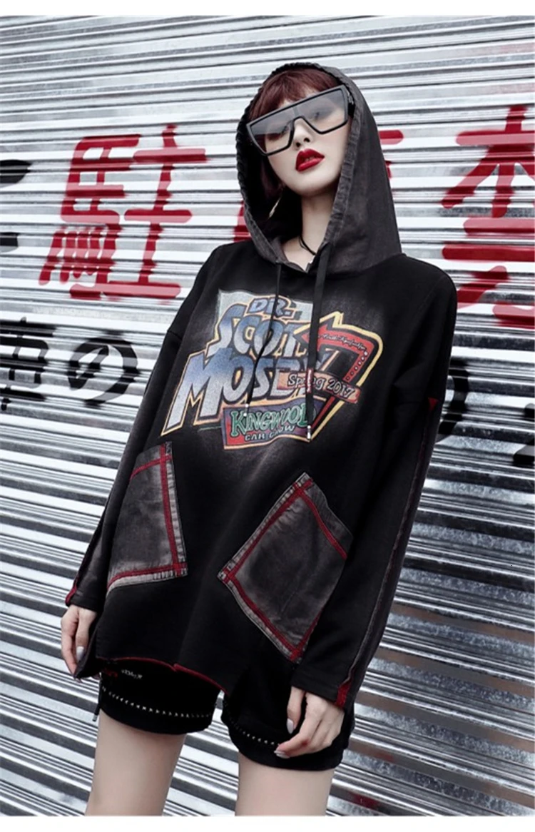 Max LuLu Роскошные корейские девушки Harajuku уличная Женская Панк футболка с капюшоном осень Camisetas Mujer Женская футболка с принтом размера плюс