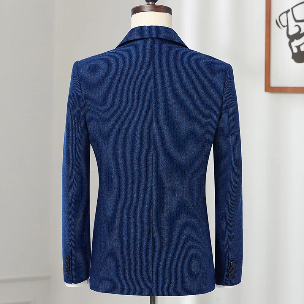 Повседневные мужские клетчатые костюмы Slim Fit Хлопок Полиэстер нагрудный костюм жениха мужские s смокинг-пиджак Свадебные/Выпускные синие костюмы пальто 8,13