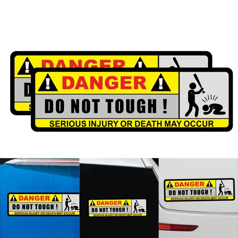 

OlOMM 2X 15.8CM*5.1CM DANGER Car Sticker Funny DO NOT TOUCH PVC Decorate Decal
