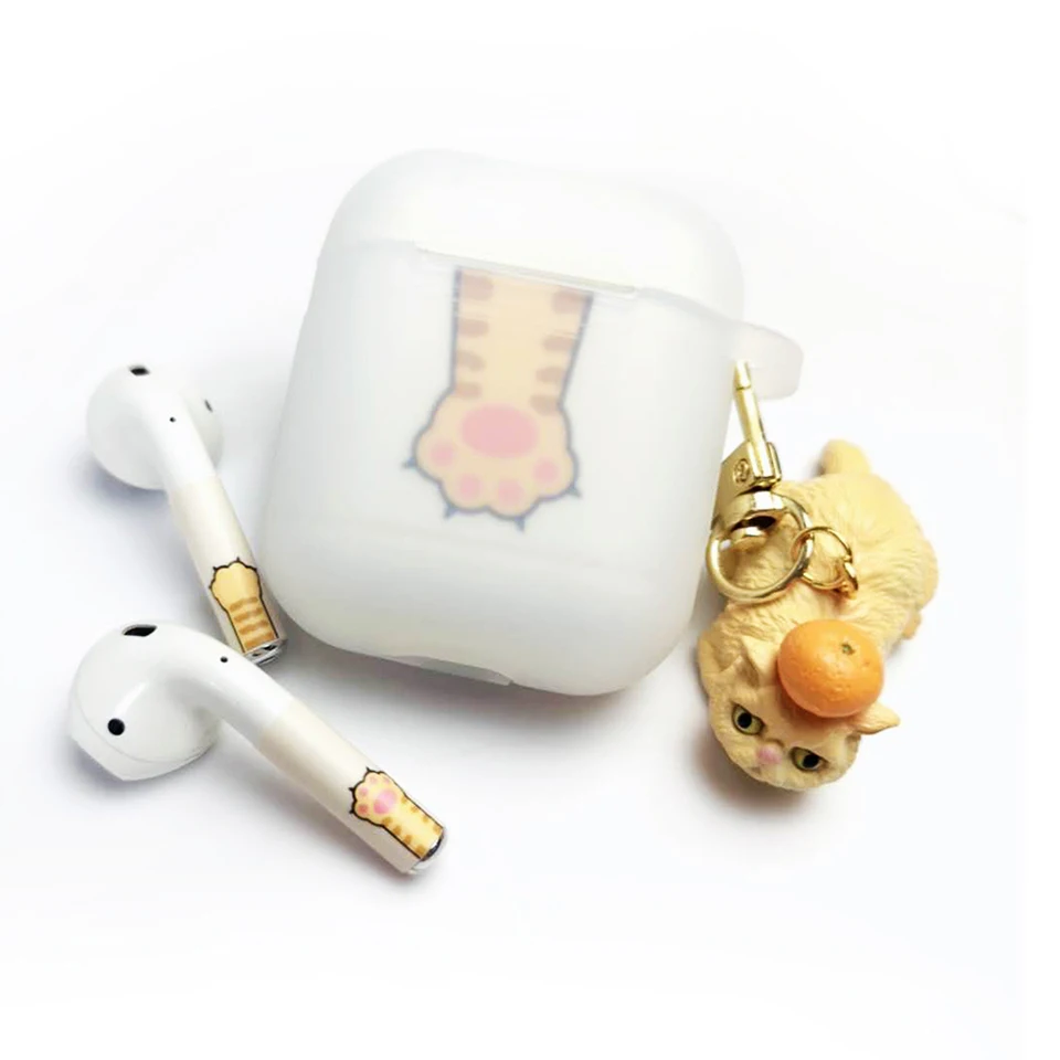 Милые Мультяшные наклейки для Apple Airpods1 2, аксессуары, съемный защитный силиконовый чехол, Роскошный брелок с подвеской