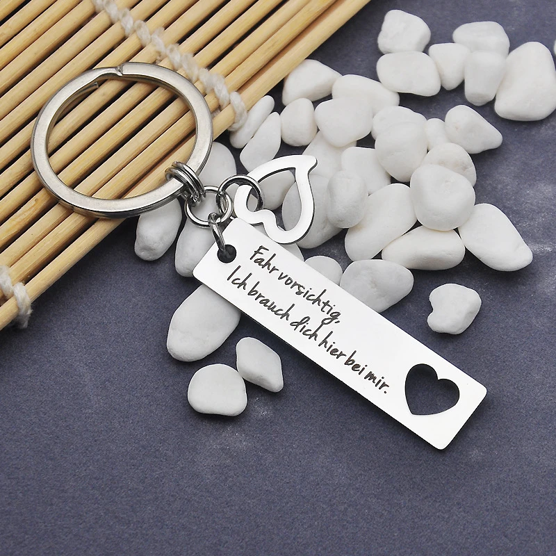 German Fahr Vorsichtig I Ch Brauch Valentine S Day Stainless Steel Keychain Memorial Collection Key Chains Aliexpress
