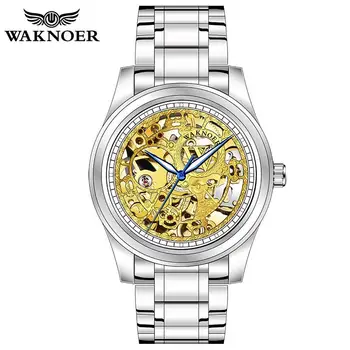 

Saati Luxury WAKNOER Men Watch Fashion Automatic Wristwatch Metal Steel Mechanical Watches Business Male Clock Relogio Masculin