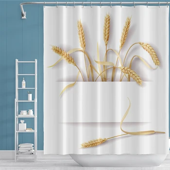 

Scandinavian Wheat Field Pattern Shower Curtain Farmhouse Style 3D Waterproof Polyester fabric Bath curtain for Bathroom Decor