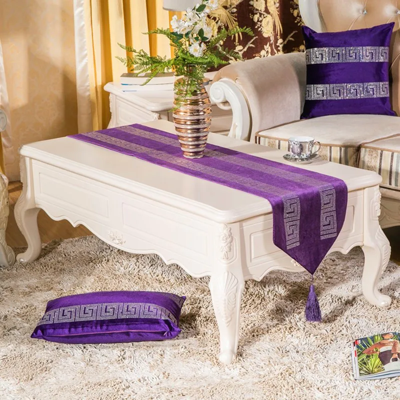 

32x180cm/32x200cm European Velvet Geometric Hot Drilling Table Runner Flag Nordic Style Tea Coffee Table Decor Home Kitchen