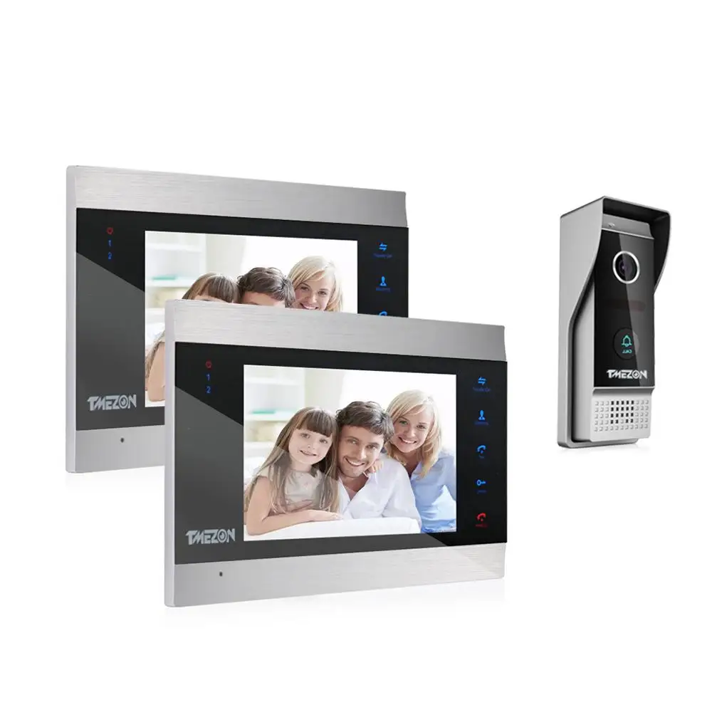 TMEZON 7 Inch TFT Wired Smart Video Doorbell Intercom System with 2 Night Vision Monitor + 1x1200TVL Rainproof Door Phone Camera TMEZON 7 Inch TFT Wired Smart Video Doorbell Intercom System with 2 Night Vision Monitor + 1x1200TVL Rainproof Door Phone Camera
