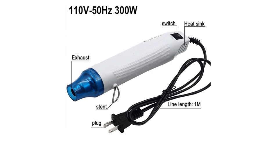 DIY Using 110V  Heat Gun Electric Power tool hot air 300W Temperature Gun with Supporting Seat Shrink Plastic DIY Tool