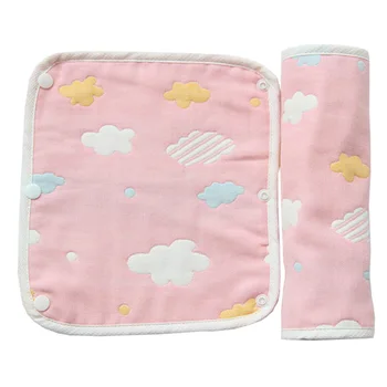 

Baby Pure Cotton Supplies Cartoon Pattern Print Saliva Towel Thickened Dark Buckle Feeding Towel 2Ps Hot