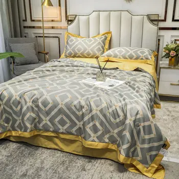 

4pcs/set Ice silk summer cool quilt air-conditioned Blanket washed silk Household Single Double Office Adult Children