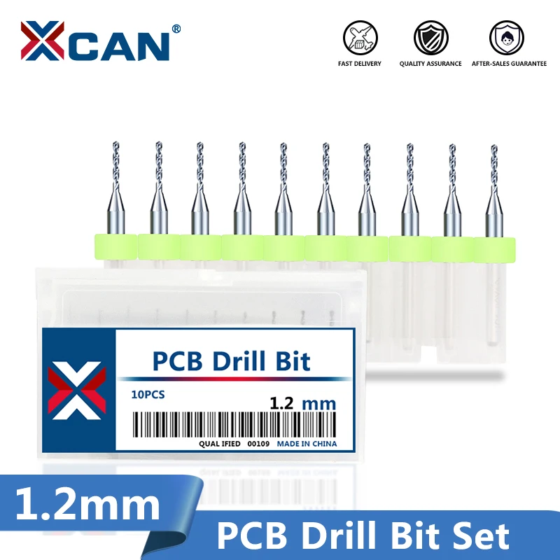 XCAN Import Carbide PCB Drill Bits 1.2mm 3.175mm Shank CNC Drilling Bit for PCB Circuit Board Mini Drill