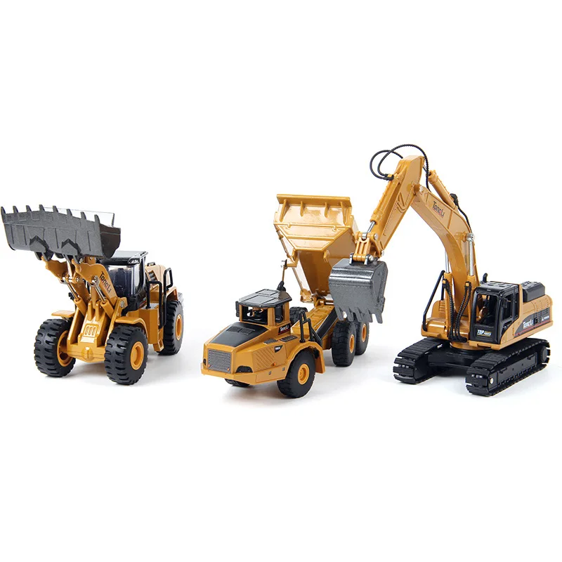 TongLi Alloy metals Toys 1:50 Scale excavating machine wheel loader  truck Engineering technical vehicle set Boys Christmas Gift 14
