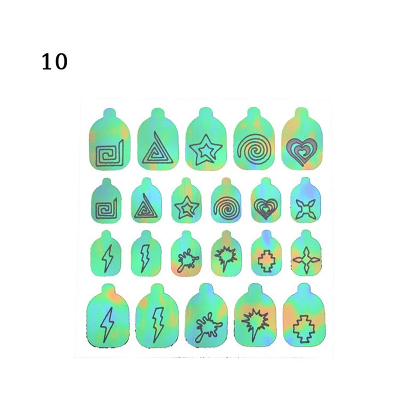 22 листа пламя Holo наклейки для ногтей винилы трафарет стикеры 3D на ногти Nail Art Наклейки маникюрные украшения