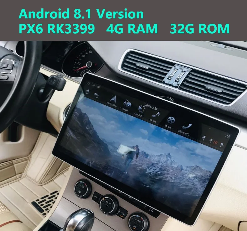 12.8\ Rotation IPS screen double din car universal gps radio player Tesla Style android 8.1 PX6 6core 4+32G wifi usb bluetooth