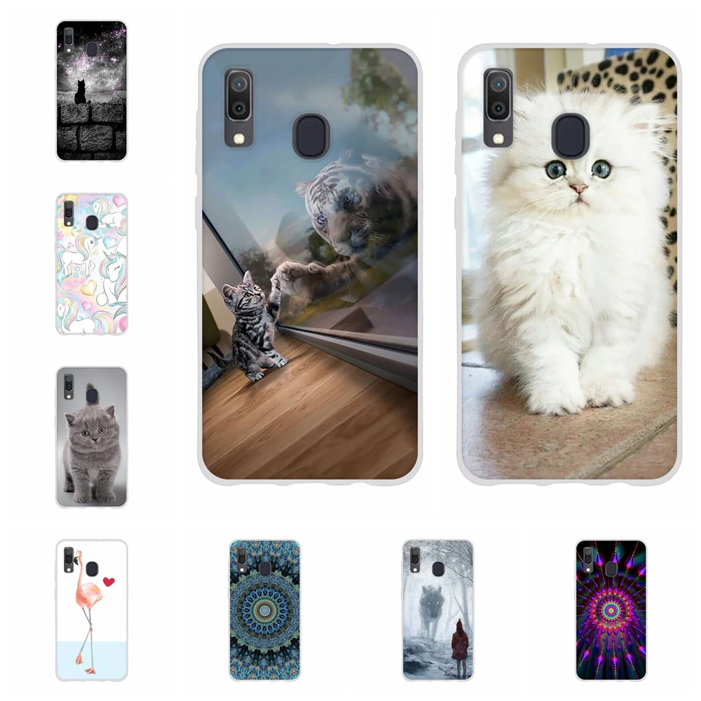 

For Samsung Galaxy A10 A20 A30 A40 A50 A70 Case Silicone Back Protective Slim TPU Pattern Cartoon Cat Funda Case 3D Bumper
