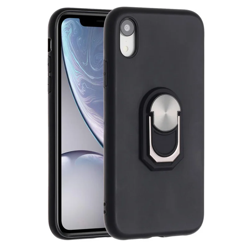 

Case For IPhone XR Soft Silicon Shockproof Phone Case For IPhone X XS XS Max Magnetic Metal Finger Ring Protection Back Cover