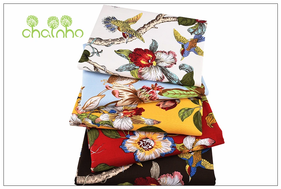 Chainho, птицы и цветочные узоры, хлопковая холщовая ткань, швейная ткань ручной работы, одежда для дивана, сумки для штор, материал для украшения дома
