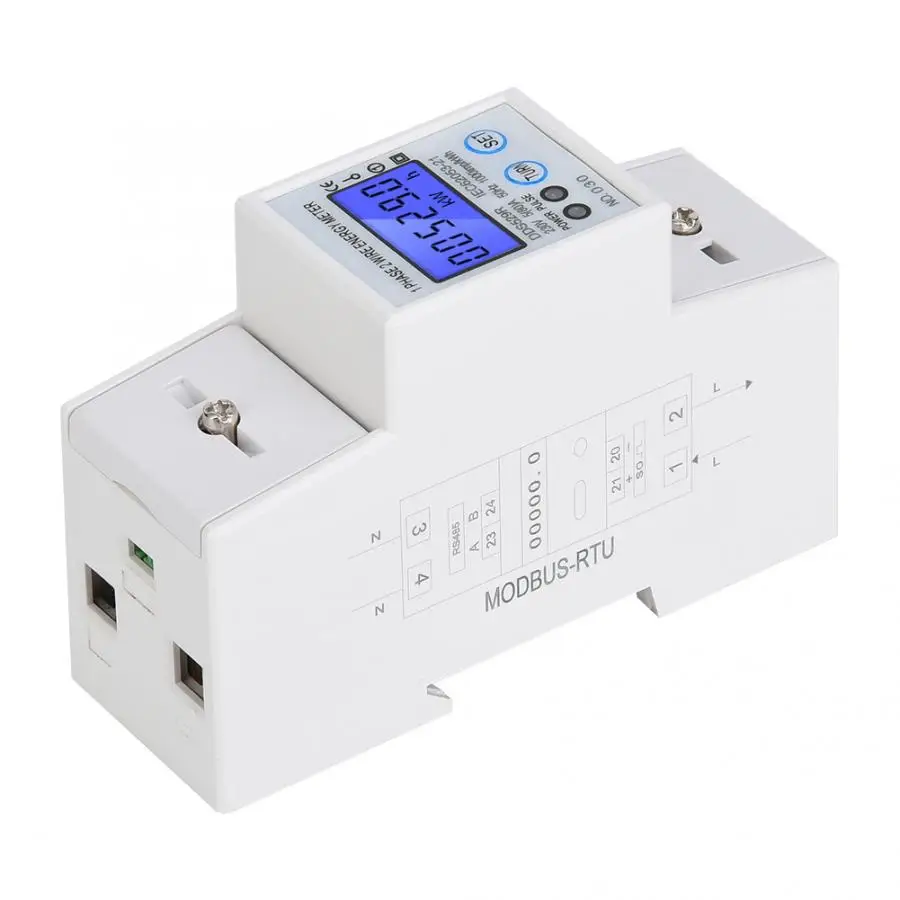 Однофазный Электрический счетчик энергии DDS529R lcd интеллектуальный цифровой дисплей 230V 2P din-рейка измеритель мощности с RS485