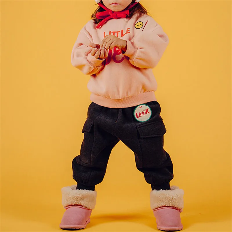 EnkeliBB/ г. Корейские зимние свободные штаны для малышей утепленные штаны для маленьких мальчиков и девочек, Bebe De Pi*, зимняя детская одежда
