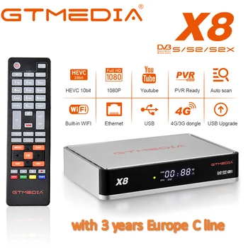

New satellite tv receiver tuner gtmedia X8 DVB-S/S2/S2X Built in 3 year Europe Cline ccam Spain Portugal Update from V8 Nova box