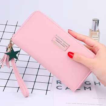 

Women Wallets Bifold Zipper Coin Faux Leather Card Package Holders Tassel Pendant Clutch Purse Lady PU