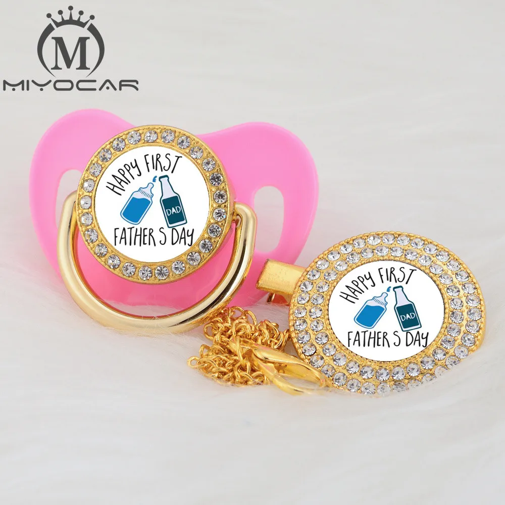 MIYOCAR на заказ любой тест День отца золото bling соска и соска клип черный BPA бесплатно пустышка bling уникальный дизайн P-FD - Цвет: P3-FD  0-6M