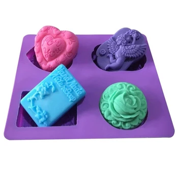 

4 Cavity Rose Flowers Angel Silicone Soap Mold Multifunction Candle Molds Cake Candy Baking Mould DIY Handmade Craft Soap Molds
