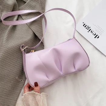 

Fashion Women Cloud Bag Soft Leather Madame Bag Single Shoulder Dumpling Bag Handbag Day Clutches Bags Lavender Messenger Bag