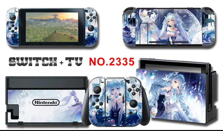 1set New Cute Anime Full Body Sticker for NS Switch Protective Cover Skin Colorful Art for Game Console Joy-Con Controller Decor