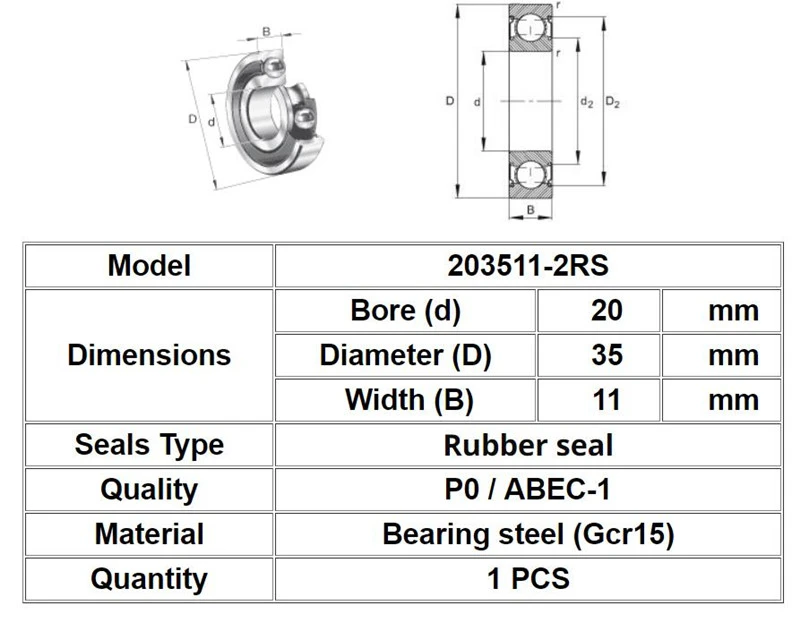 1 шт. подшипник 203511 20x35x11 203511-2RS 6202 6202/20 Экранирование шариковый подшипник велосипедный подшипник оси барабан с цветком подшипник