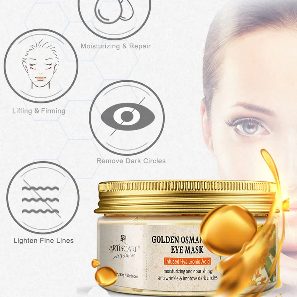 ARTISCARE экстравагантные черные жемчужные Кристальные патчи для глаз Golden osmanthus fragrans питают против старения удаление морщин темные круги