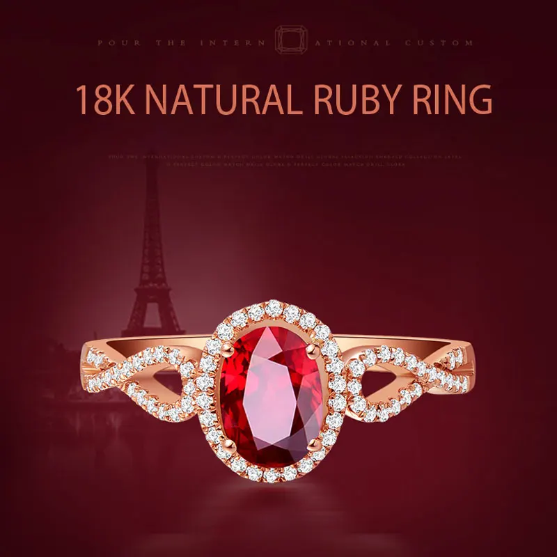 Кольца RICKI из натурального красного рубина серебро 925 пробы 18 К покрытие розового