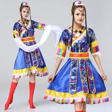 Женская одежда для взрослых в стиле Цзун или Тибетский народный этнический миноритарный костюм, одежда и аксессуары для танцев в Тибете с длинными рукавами