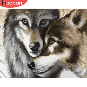 

HUACAN Pictures By Number Wolf Animal DIY Painting By Number Drawing On Canvas HandPainted Art Gift Kits Home Decor