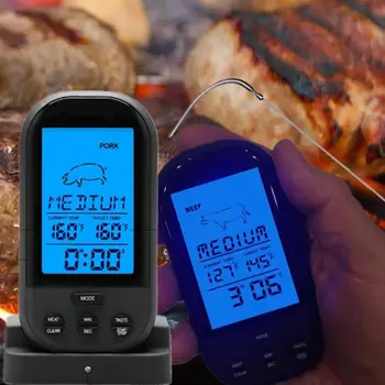 

Wireless Remote Instant Read Digital LCD Cooking Food Kitchen Probe Thermometer Meat BBQ Timer AlarmClock