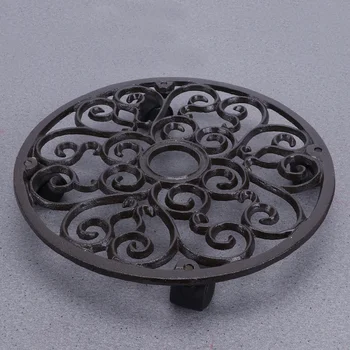 

1Pc Round Flower Pot Tray with Wheels Removable Planter Holder Bottom Wheel Foundation Flower Container Base (Black Brown)