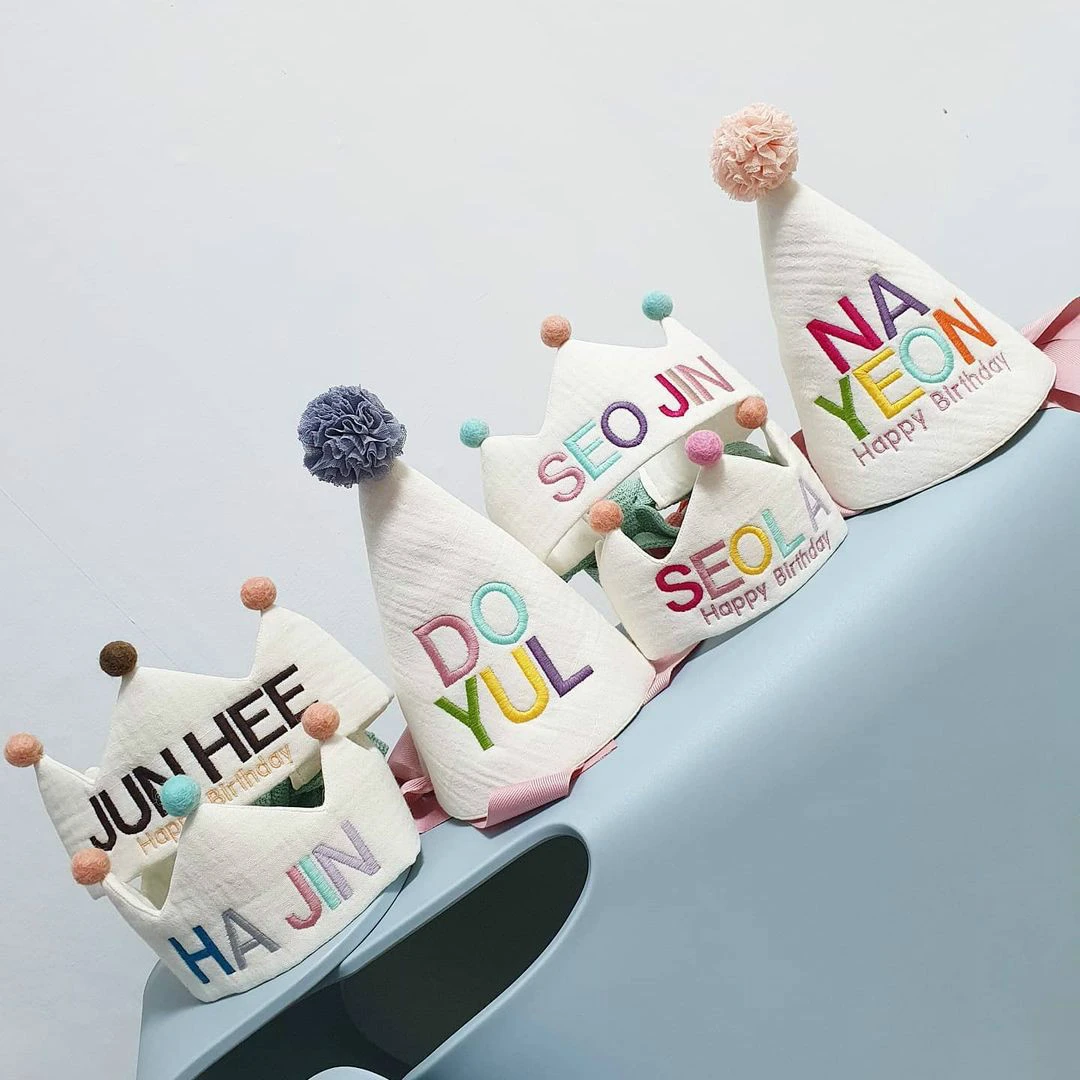 Korean Style Baby Birthday Hat Boys Girls Prince Princess Custom Name Crown Party Hat Caps Photography Props Hats Caps Aliexpress