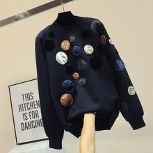 Весенне-осенний Ins пуловер с круглым воротником толстовка женская круглая Лоскутная Свободная Толстовка Студенческая Свободная рубашка для девочек топы