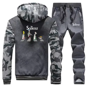 

Rick And Morty Mens Thick Coats+Sweatpants 2019 Winter Hot Selling Male Hoodies THE SCIENTIST Sports Trousers 2 Piece Set Street
