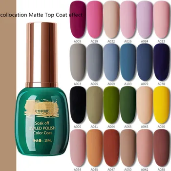 

15ml green bottle Matte Top Coat Color UV Gel Nail Polish Series Semi Permanent Soak Off UV Gel Varnish DIY Nail Art Gel Paint