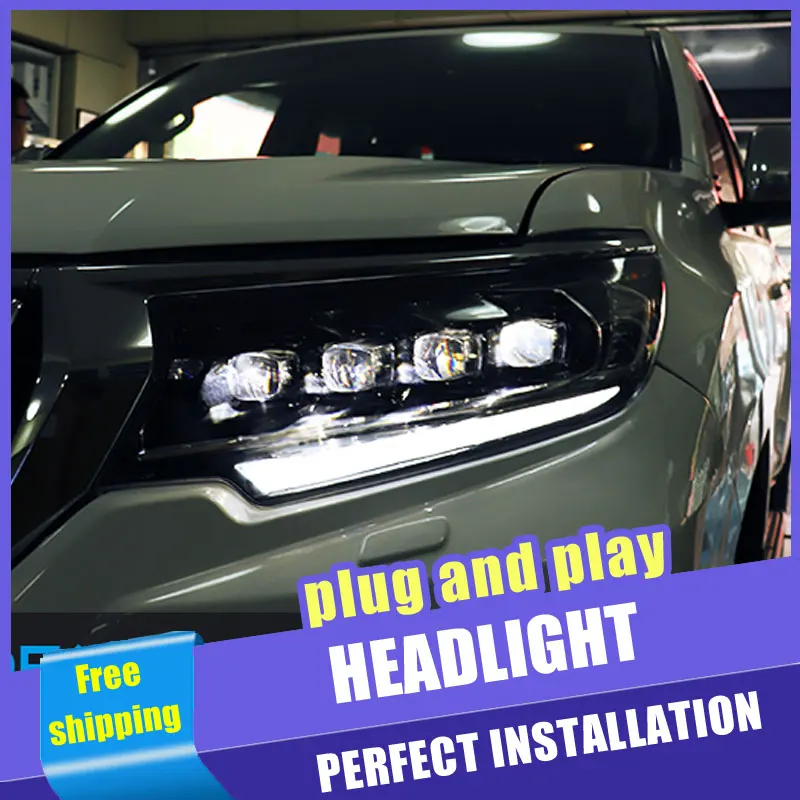2 шт. автомобильный стиль светодиодный фары для Toyota prado 18-19 для prado Головной фонарь светодиодный DRL Объектив двойной луч H7 HID Xenon bi xenon объектив