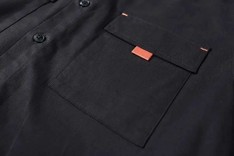 Autumn Men's Dress Smart Casual Shirts Solid Color Cargo Military Style Shirt Men Straight Long-Sleeve High Quality Shirts