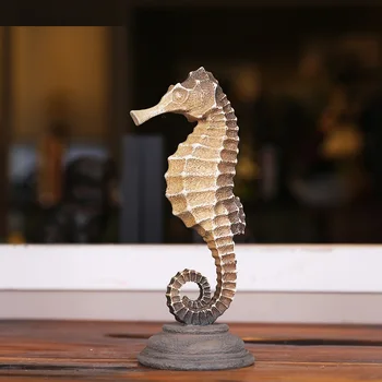 

Mediterranean Creative Retro Ocean Wind Sea Horse Statue Art Animals Figurine Resin Crafts Bar Decorations For Home R3931