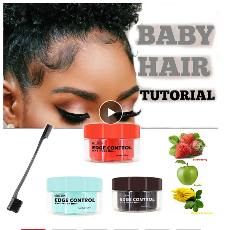 

Baby Hair Super Sleek Max Hold Hair Edge Control Cream Gel Long Lasting Waterproof Hair Oil Wax Black Girls Hairstyle 80ml