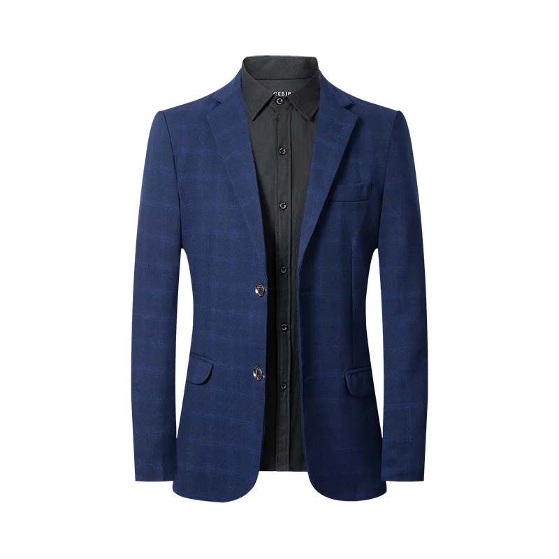 Горячая Распродажа Мужская мода slim fit прибытие хлопковый блейзер мужской пиджак блейзеры мужские верхнее пальто Свадебная повседневная одежда дропшиппинг - Цвет: Синий