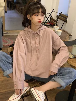 

Early Autumn 2019 New Fashion Women's Ins Korean Edition Students' Loose And Slim Long Sleeve Hooded Coat